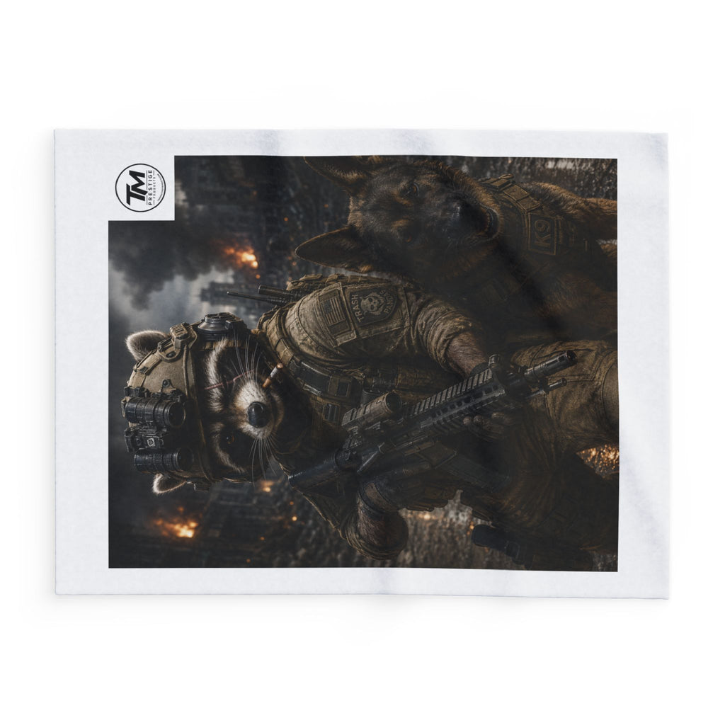 Tactical Raccoon Fleece Blanket — Military K9 Cozy Throw