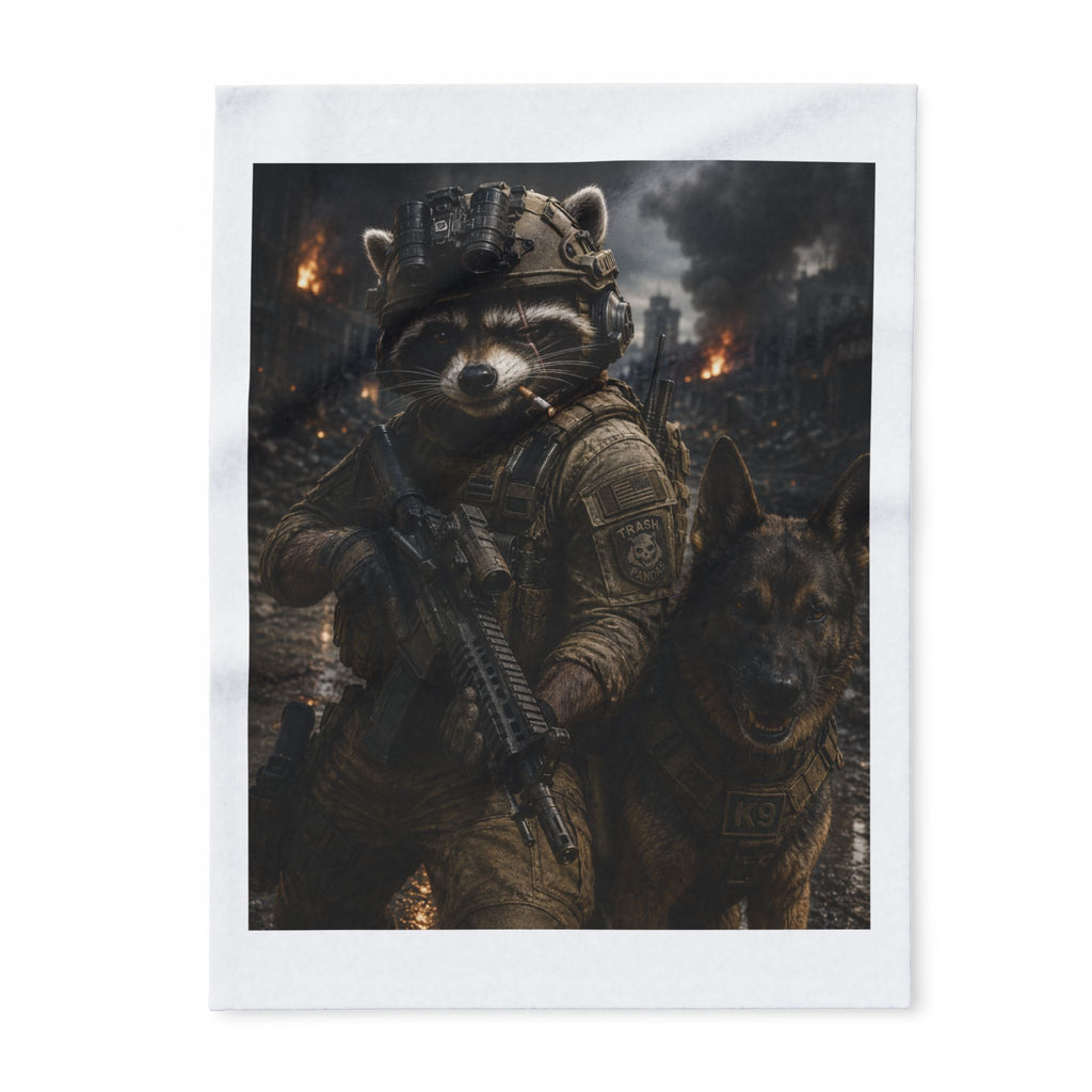 Tactical Raccoon Fleece Blanket — Military K9 Cozy Throw