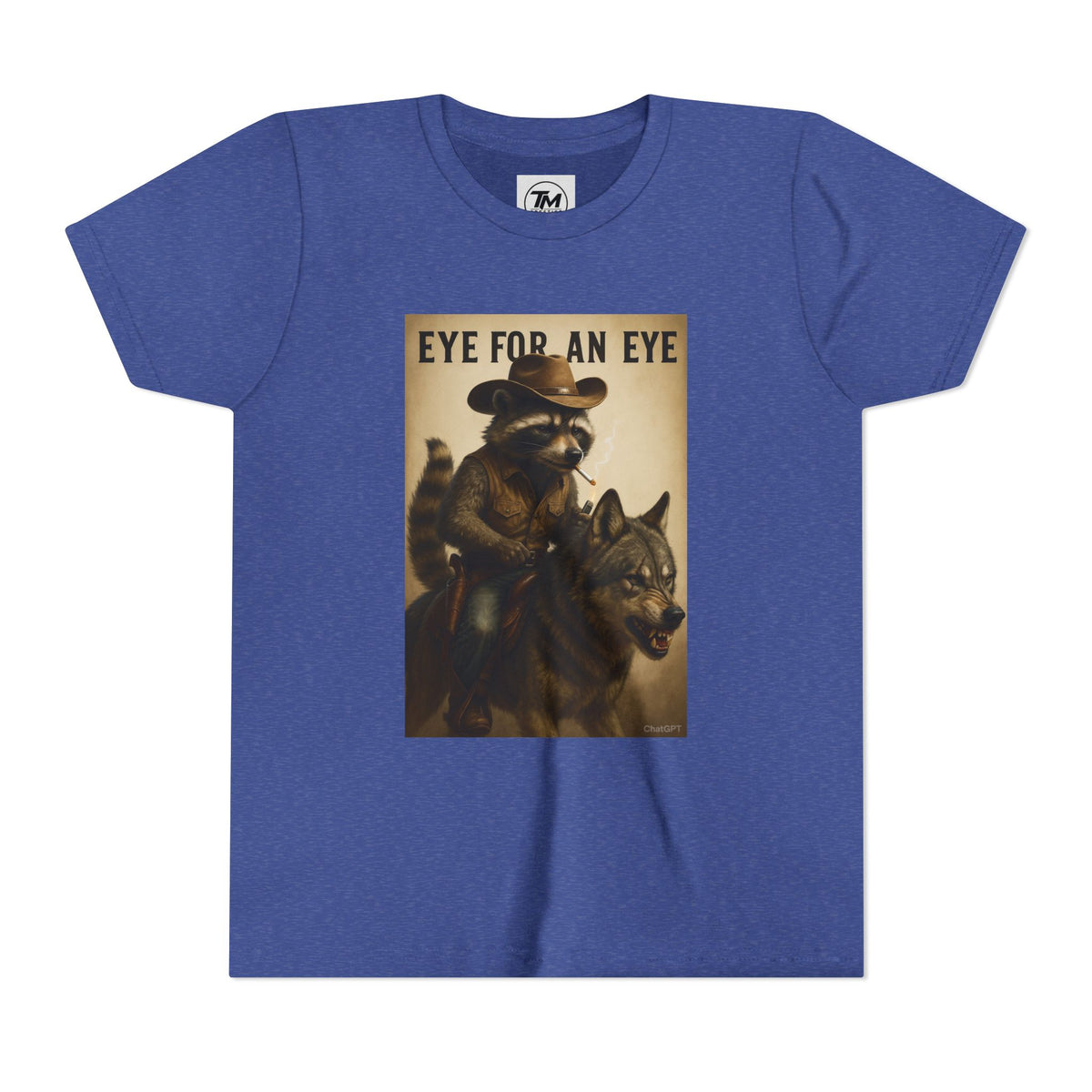 Youth T-Shirt – "Eye for an Eye" Raccoon Rider Graphic Tee
