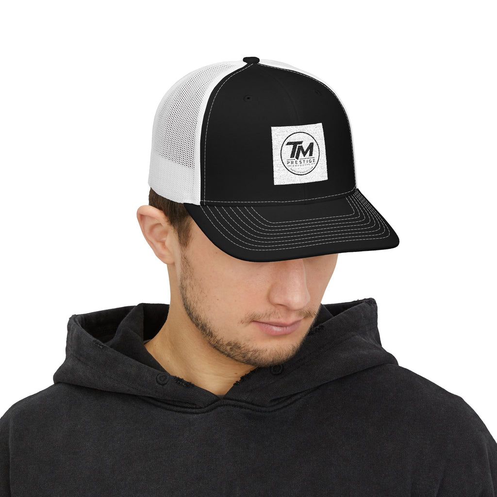 TM Logo Snapback Trucker Hat – Vintage Patch Mesh Cap