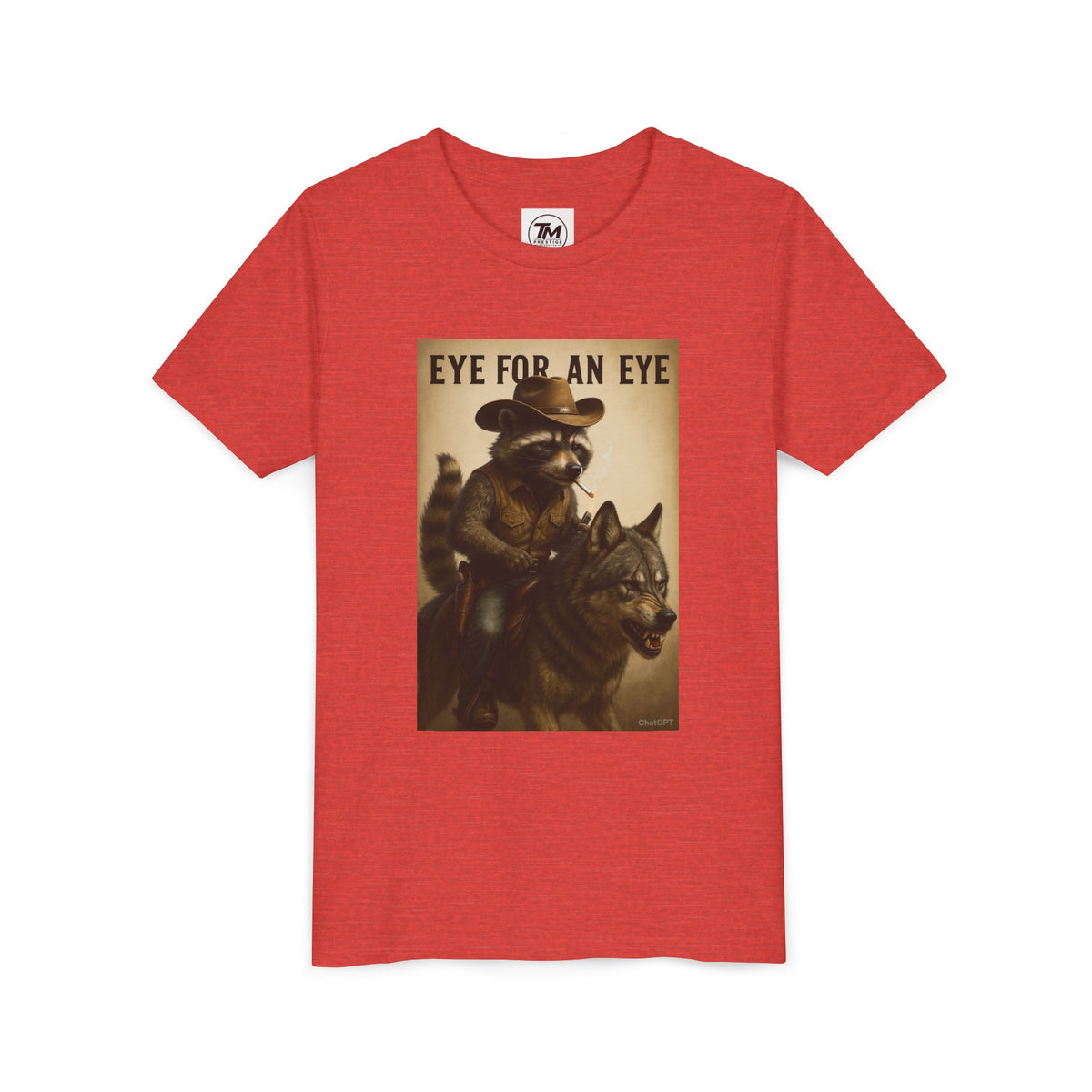 Youth T-Shirt – "Eye for an Eye" Raccoon Rider Graphic Tee