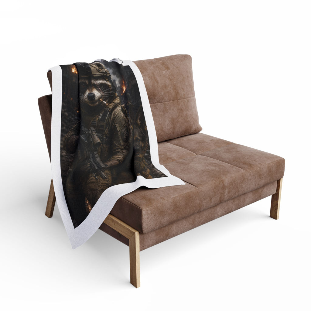 Tactical Raccoon Fleece Blanket — Military K9 Cozy Throw