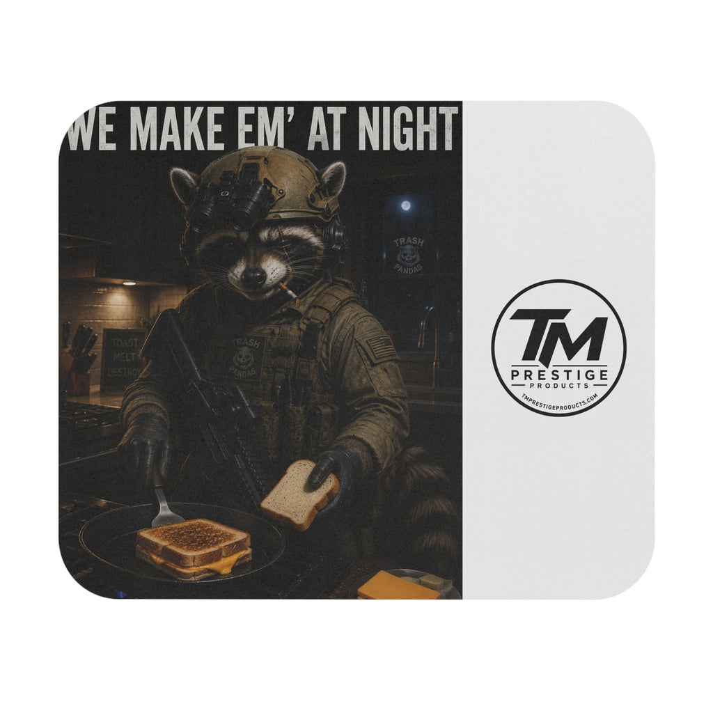 Tactical Raccoon Mouse Pad — 'We Make Em' At Night' Gaming Desk Mat