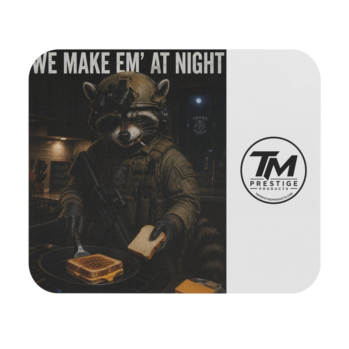 Tactical Raccoon Mouse Pad — 'We Make Em' At Night' Gaming Desk Mat