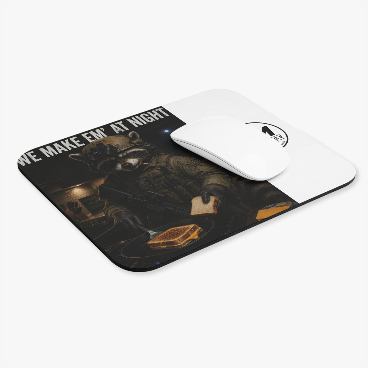 Tactical Raccoon Mouse Pad — 'We Make Em' At Night' Gaming Desk Mat