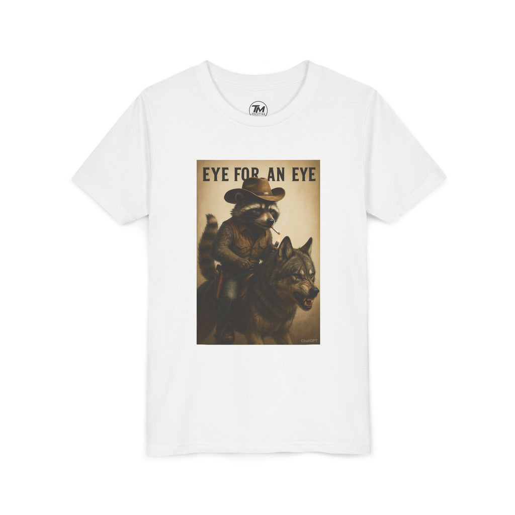 Youth T-Shirt – "Eye for an Eye" Raccoon Rider Graphic Tee