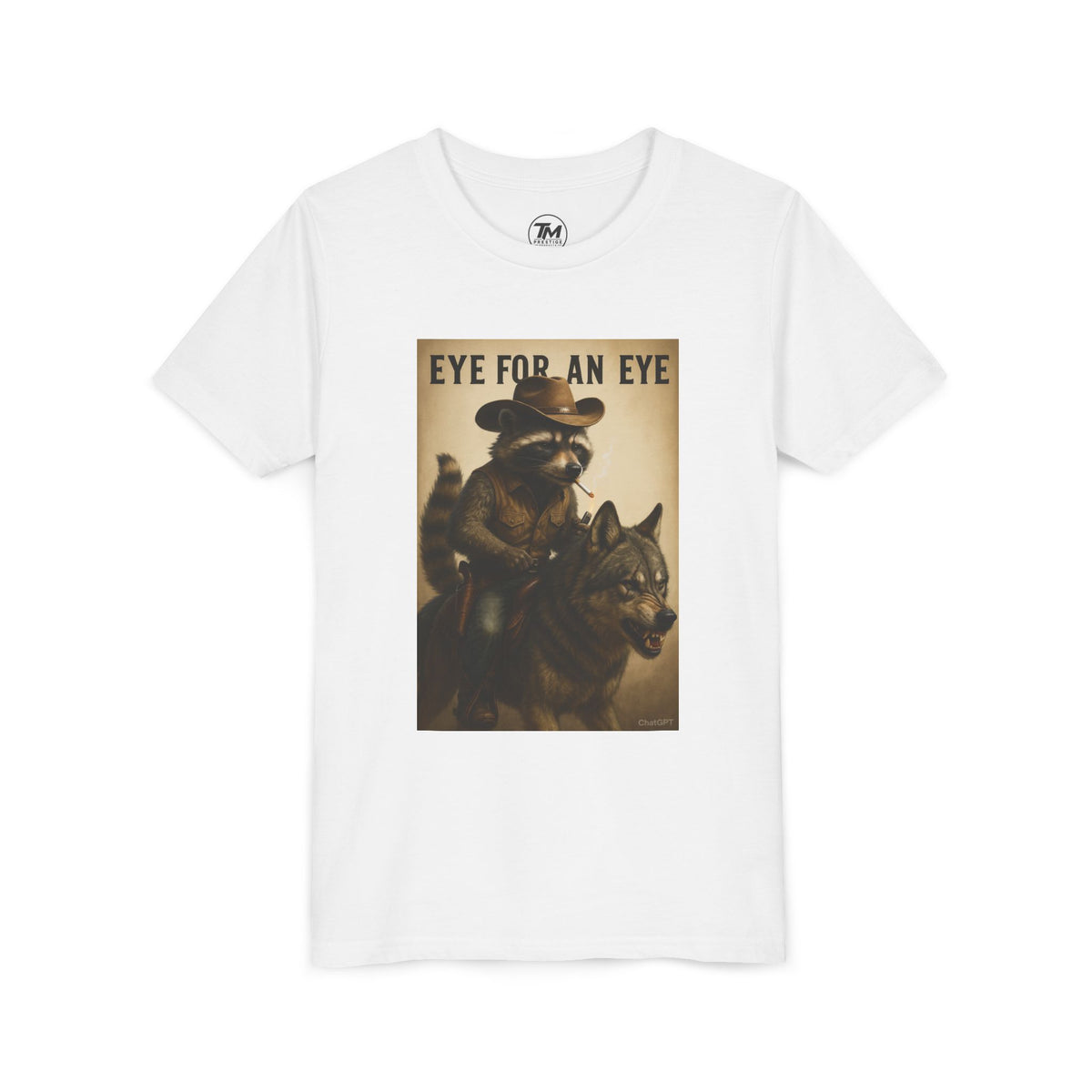 Youth T-Shirt – "Eye for an Eye" Raccoon Rider Graphic Tee