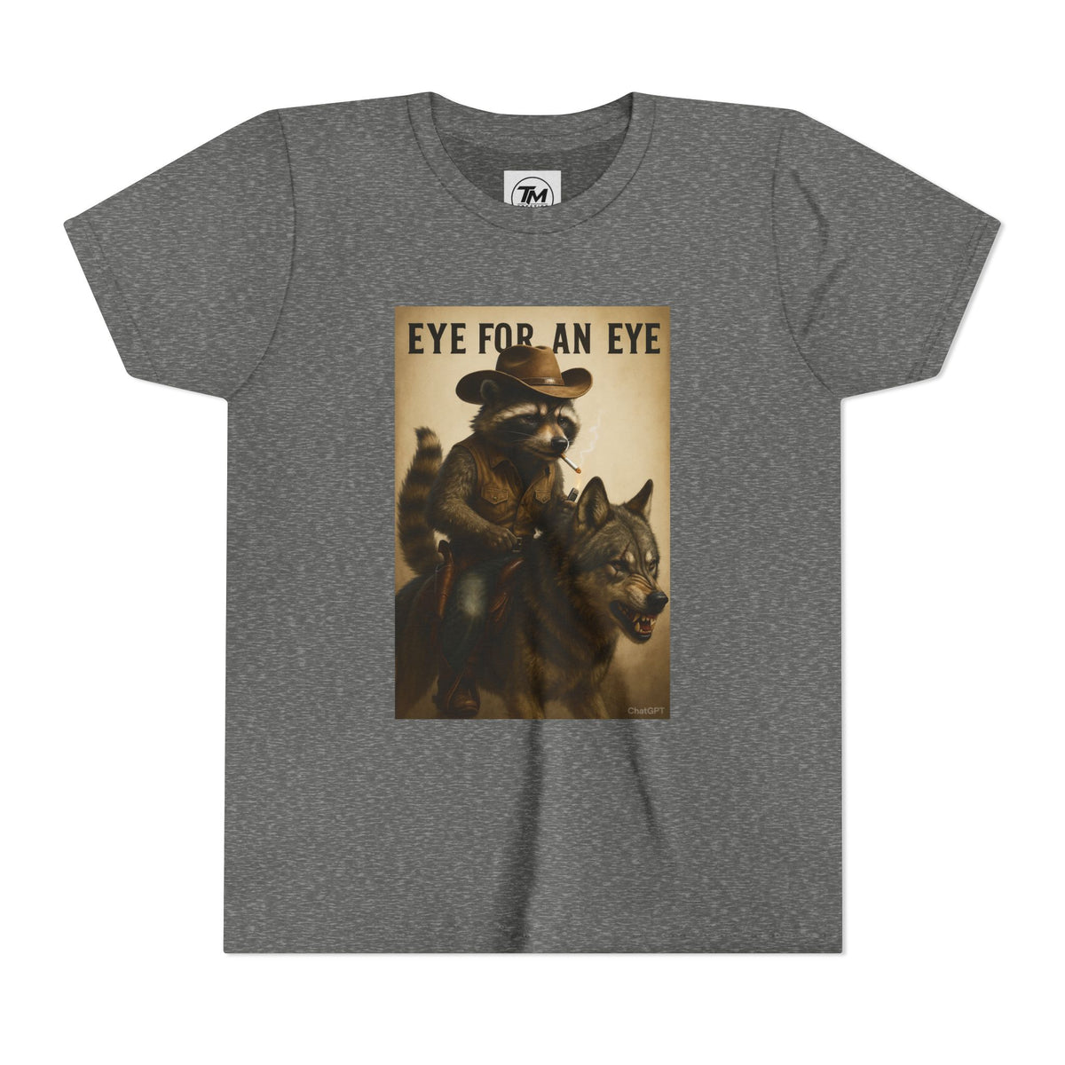 Youth T-Shirt – "Eye for an Eye" Raccoon Rider Graphic Tee