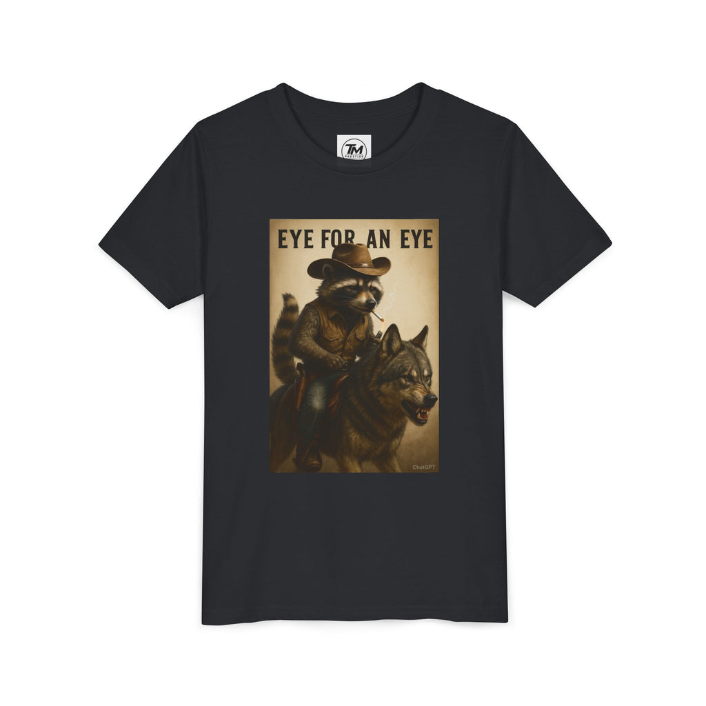 Youth T-Shirt – "Eye for an Eye" Raccoon Rider Graphic Tee