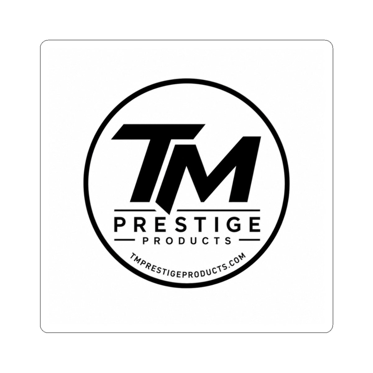 TM Prestige Round Logo Kiss-Cut Sticker – Premium Laptop & Gear Decal