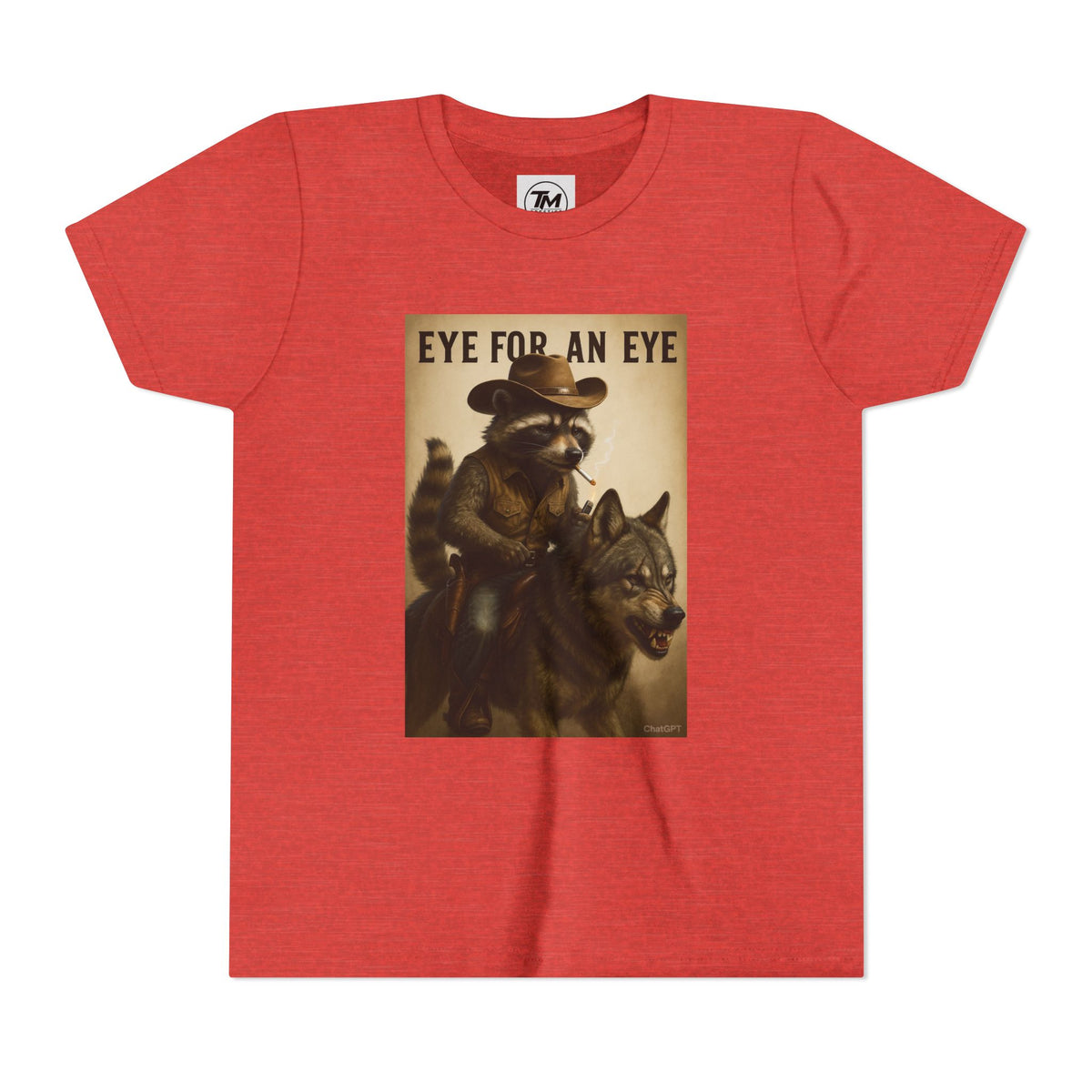 Youth T-Shirt – "Eye for an Eye" Raccoon Rider Graphic Tee
