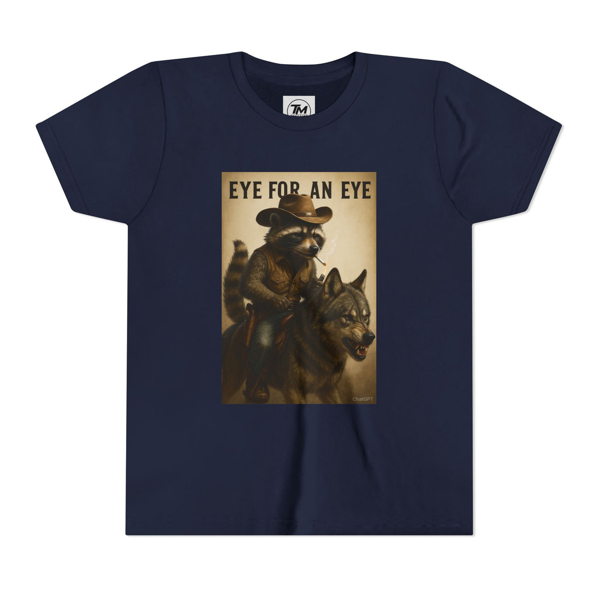 Youth T-Shirt – "Eye for an Eye" Raccoon Rider Graphic Tee