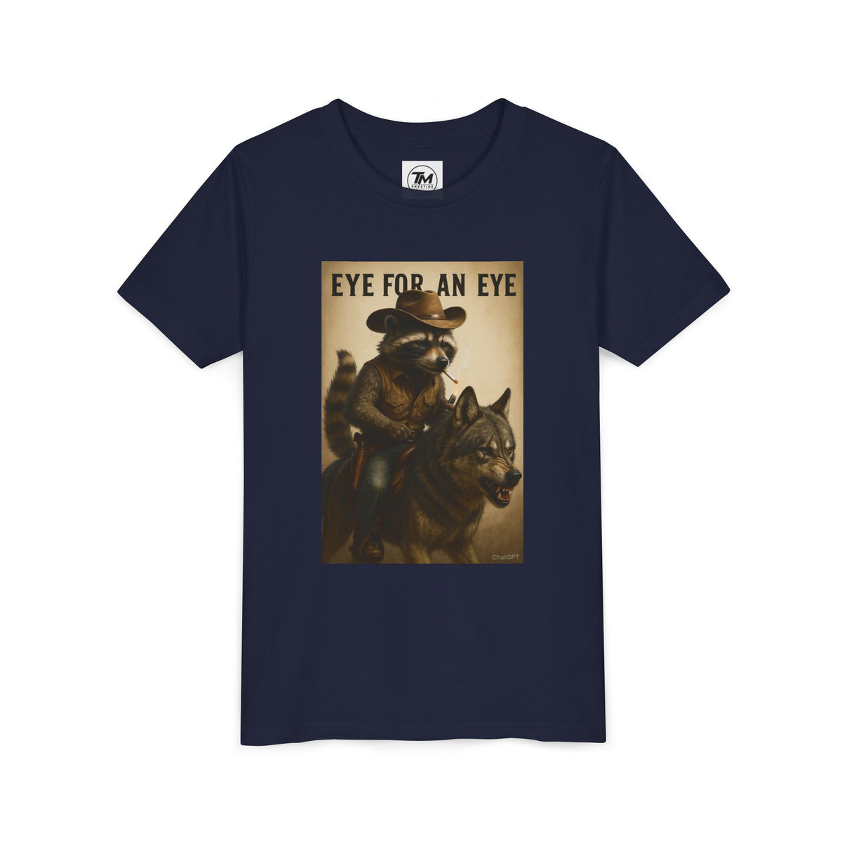 Youth T-Shirt – "Eye for an Eye" Raccoon Rider Graphic Tee