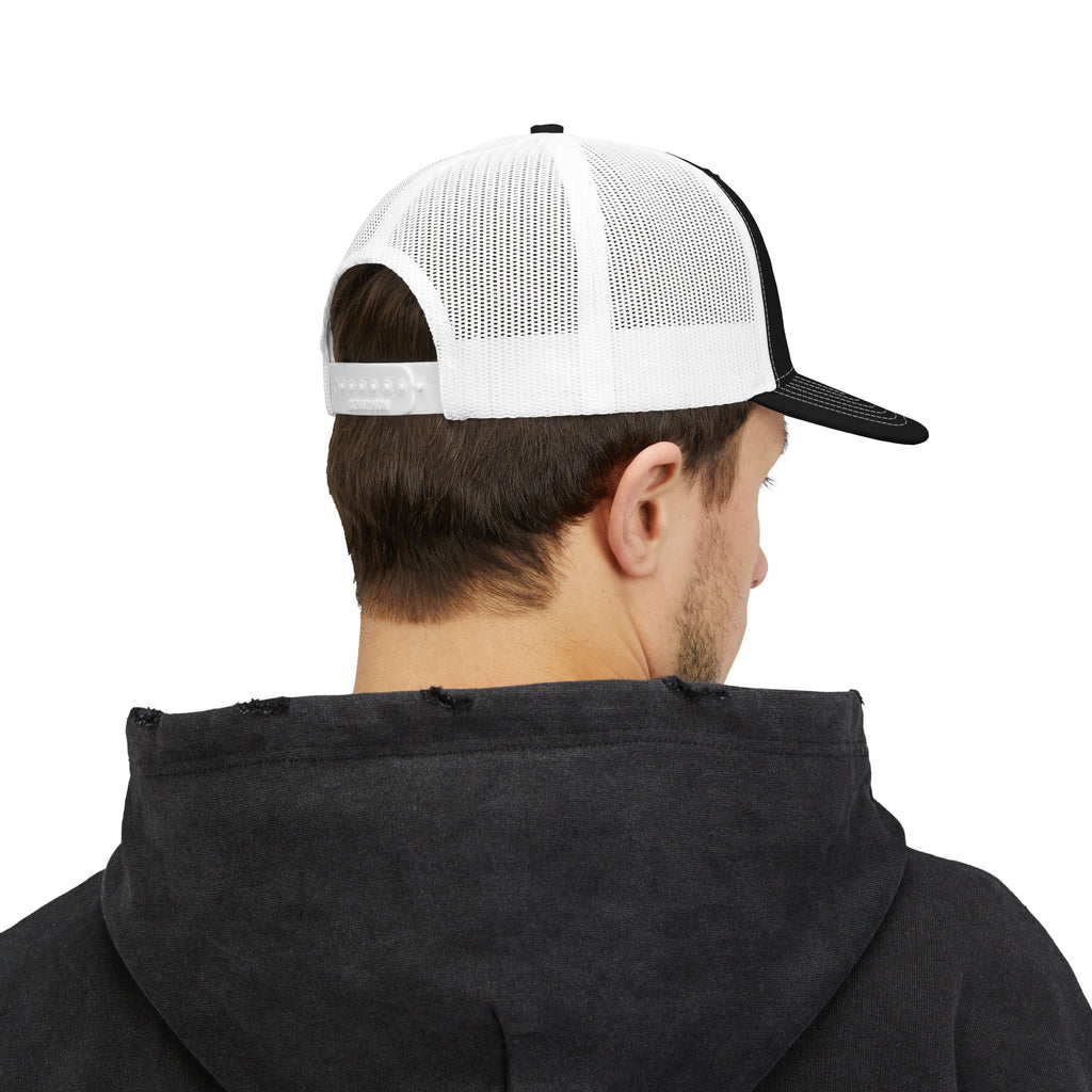 TM Logo Snapback Trucker Hat – Vintage Patch Mesh Cap