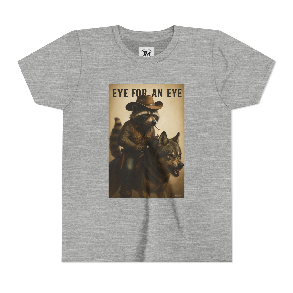 Youth T-Shirt – "Eye for an Eye" Raccoon Rider Graphic Tee