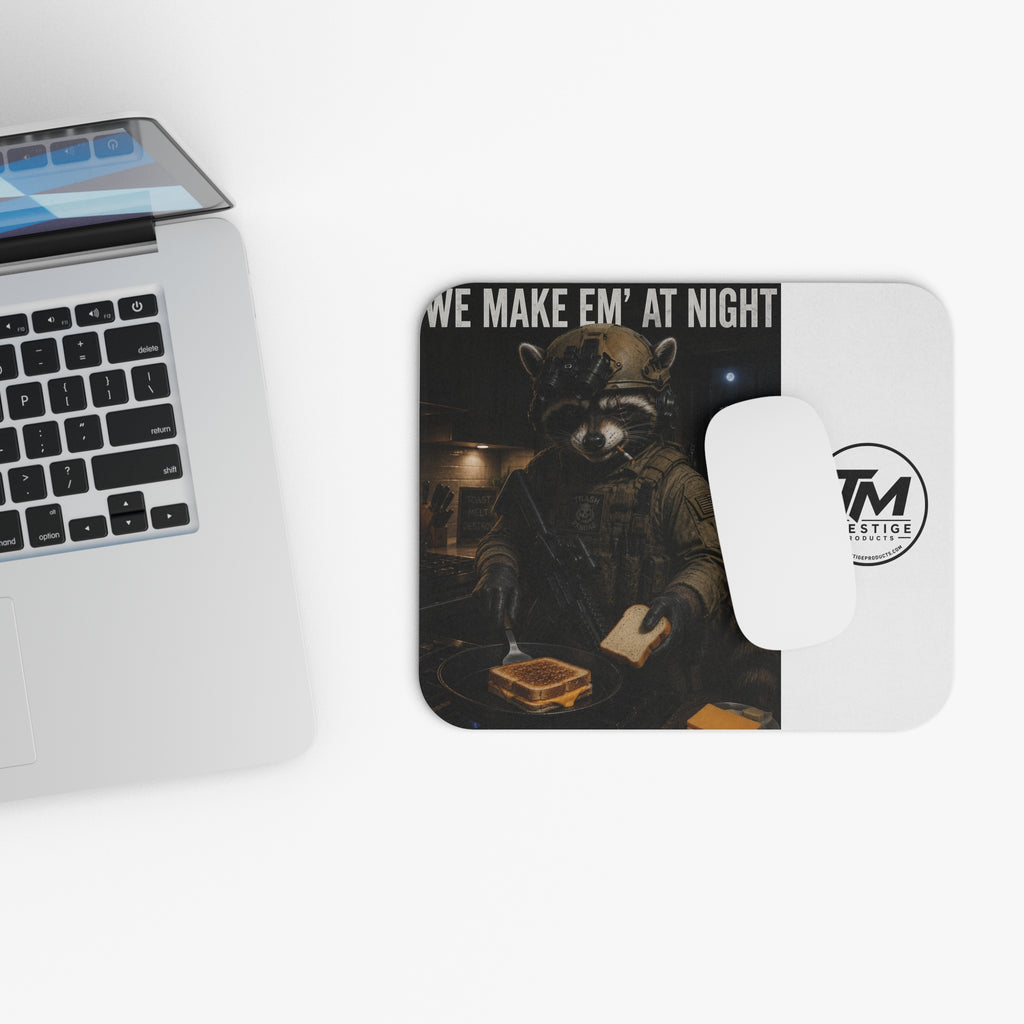 Tactical Raccoon Mouse Pad — 'We Make Em' At Night' Gaming Desk Mat