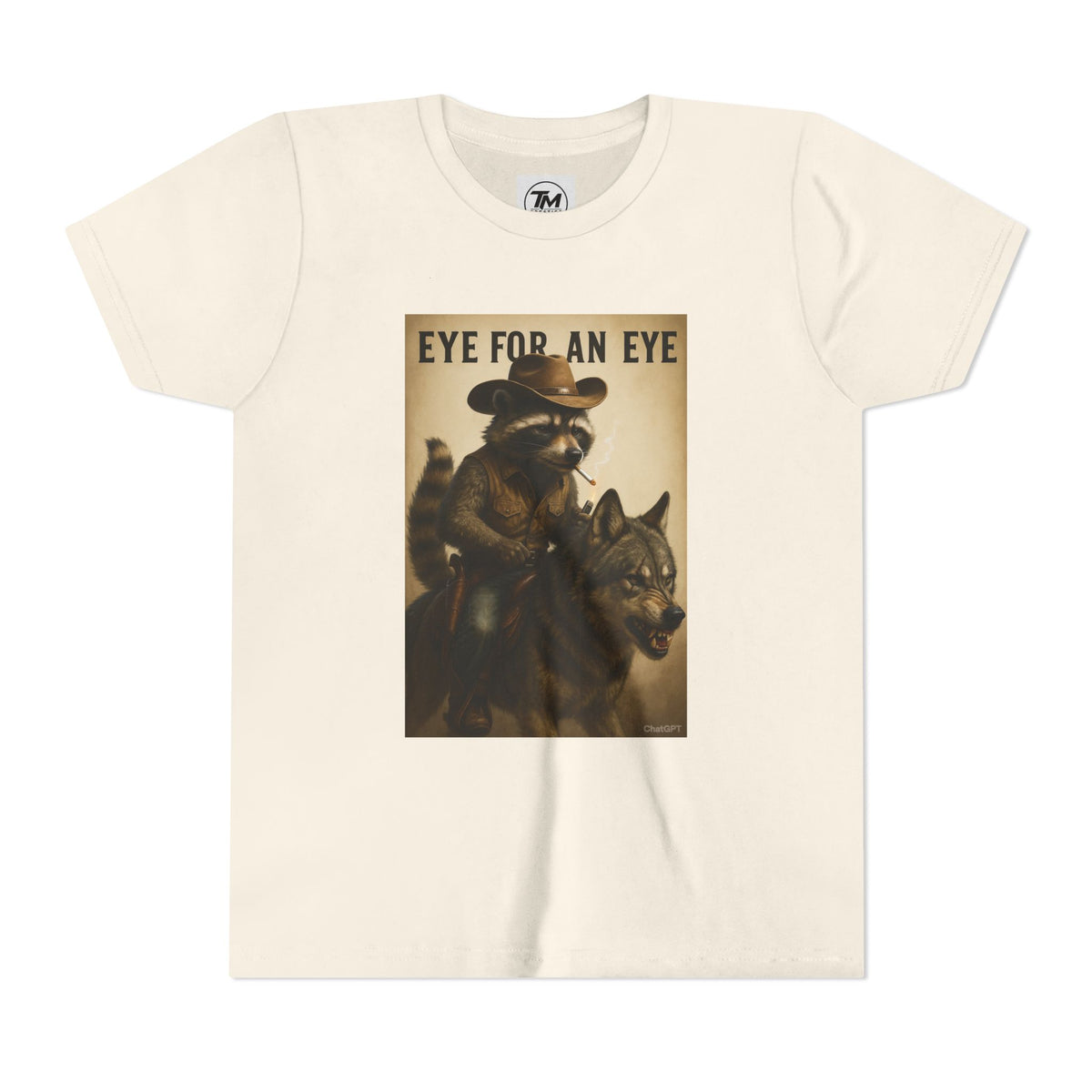 Youth T-Shirt – "Eye for an Eye" Raccoon Rider Graphic Tee